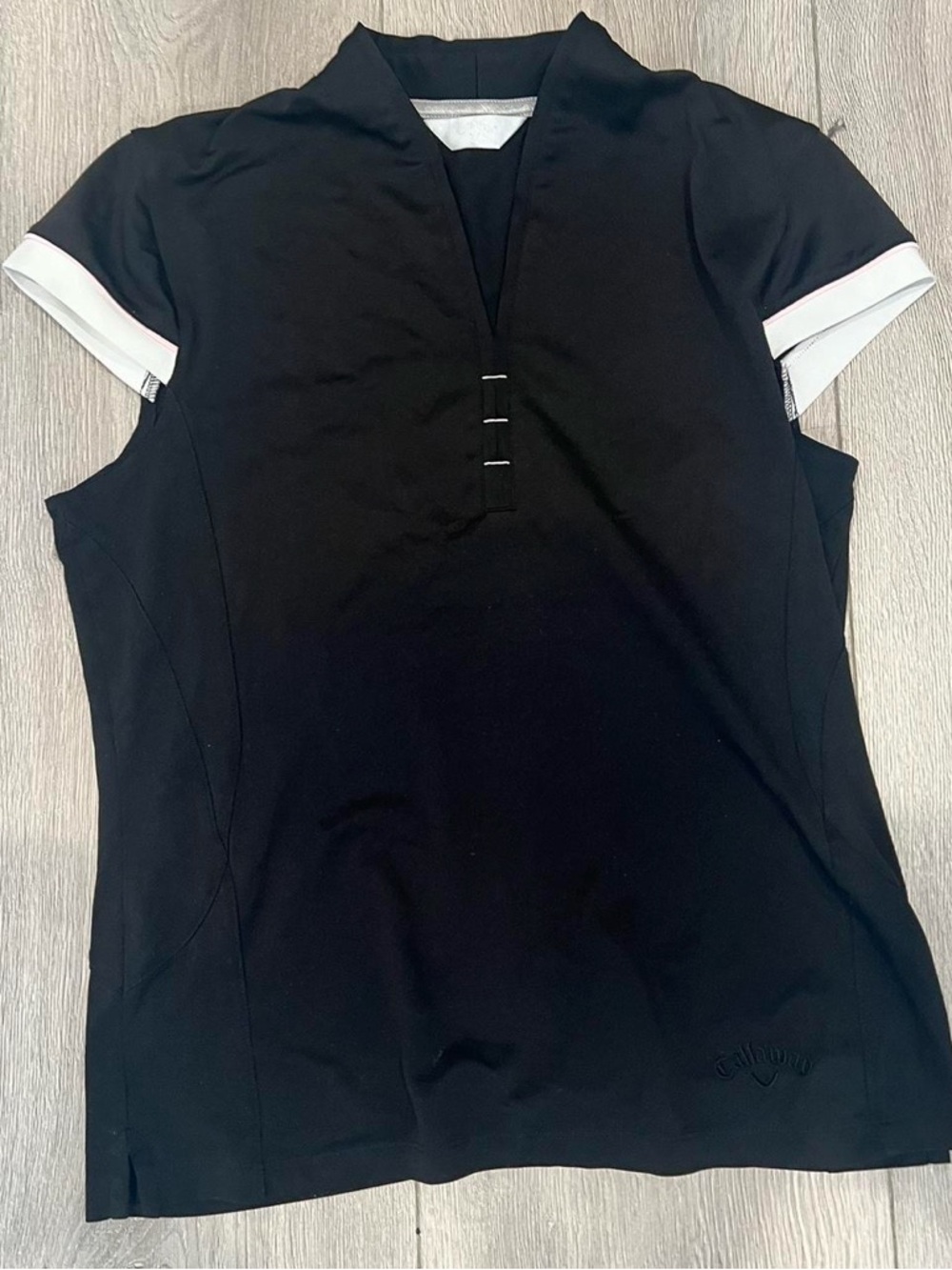 Callaway Black Tank Top with White Sleeve Trim